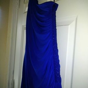 Royal Blue one shoulder evening gown